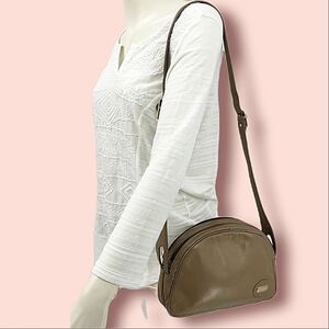 Pappagallo Vtg Leather Brown-Tan Crossbody Handbag